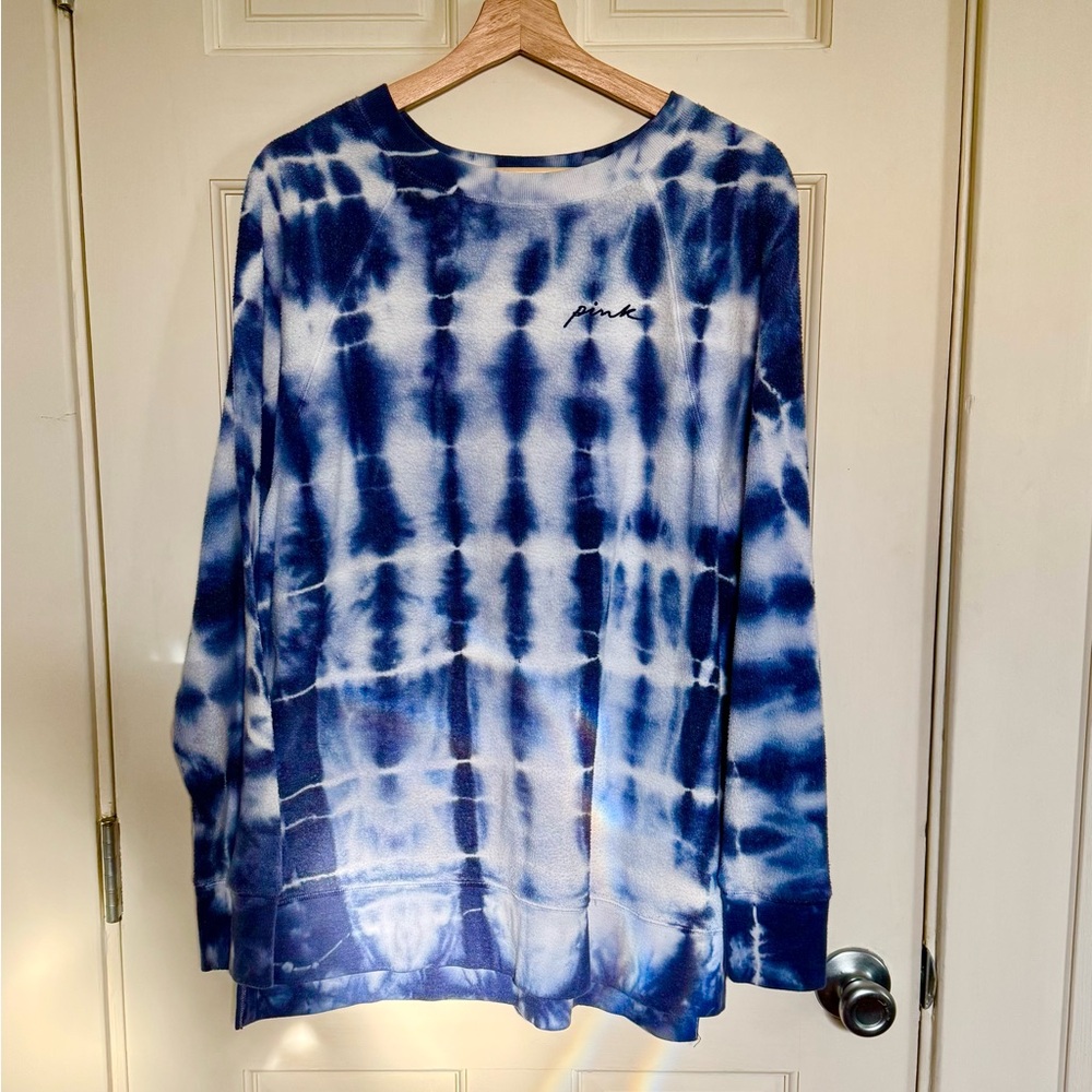 Pink Victoria Secret Purple Tie-Dye Long Sleeve Sweat Shirt